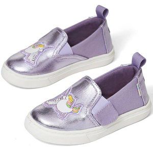 TOMS Kids - Orchid Foil Unicorn Canvas Tiny Luca Slip-Ons